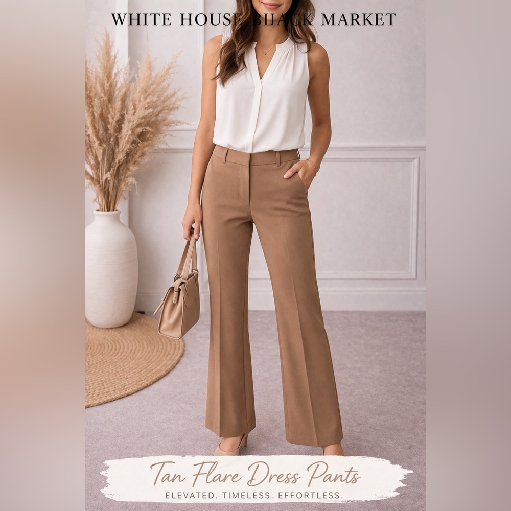 White House Black Market Tan Flare Dress Pants